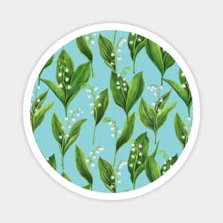 Lily of the valley on pool blue Magnet